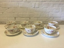 Antique Theodore Haviland Limoges Porcelain Set of 7 Cups & Saucers w Roses Dec. picture