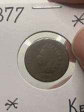 1877 1c Indian Head Small Cent - Looks AG Key Date Type Coin Rare Penny** picture