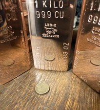 1 Kilo Solid Copper Bullion Bar .999 Pure Fine Hand Poured By Legion 10 Metal X1 picture