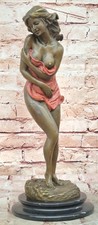 Bronze Nude Woman Sculpture Aldo Vitaleh Female Lady Statue Marble Base Figurine picture
