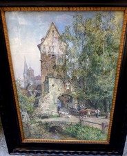 Rothenburg ob der Tauber – H. Snow. Large Original Watercolour Signed Circa 1900 picture