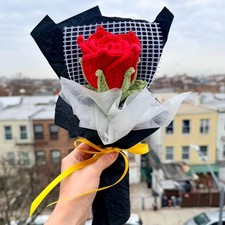 Crochet Rose Bouquet Handmade Yarn Flowers Anniversary Gift Choose Color picture
