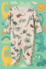 2 Piece Carter’s 2-Way Zip Sleep & Play Footed Pajamas Dinosaurs 9M NWT picture