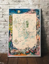 Middle Earth Fantasy Map Vintage Lord of Rings Style Poster picture