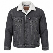 Levi's Men's Premium Vintage Fi Sherpa Lined Denim Jean Trucker Jacket picture