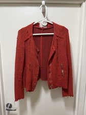 IRO Women’s Red/Black Distressed Short Jacket picture