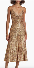 Halston Essence Leo Gold Sequin Midi-Dress Size 12 NWT picture