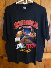 Vintage Lennox Lewis vs Mike Tyson Boxing T-Shirt Black XL picture