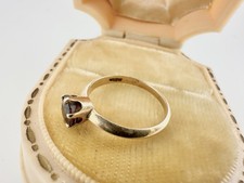 Antique Victorian 10K Yellow Gold Child Ring Dark Amethyst? Signed SZ3.3 Read picture