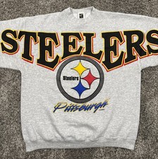 Vintage 90s NFL Pittsburgh Steelers Spellout Letters Big Logo Sweatshirt Size XL picture