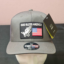 Decky Gray/Black Trucker Hat Mesh Back Adjustable Unisex USA Flag Patch picture