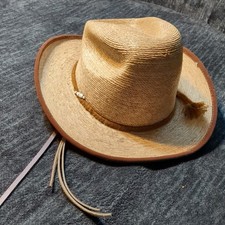 Rare Vintage FidePal Sahuayo Mexico Straw Cowboy Hat Size 52 US 6 1/2 Handmade picture