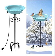 Heated Bird Baths for Outdoors, 100W Heated Birdbath Outside Winter, Blue New picture