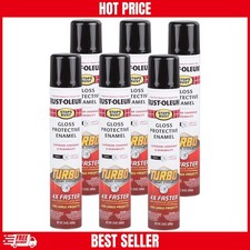 Rust-Oleum 334128-6PK Stops Rust Turbo Spray Paint, 24 oz, Gloss Black, 6 Pack picture