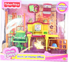 [FISHER PRICE] Loving Family Dollhouse WORK-AT-HOME OFFICE SET Desk Cat 2006 picture