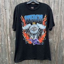 Vintage Harley Davidson Sturgis Shirt Mens Large Black Flames Single Stitch 90s picture