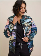 Torrid Happy Camper Puffer Jacket 3X NWT Abstract Print Lightweight Active picture