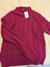 J.CREW Pink Cable-Knit Crew Neck Pullover Sweater Women’s Size S Long Sleeve picture