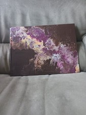 original 9x12-in abstract acrylic brown gold cream maroon ton painting on canvas picture