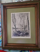 VTG Giuseppe Mario D’Amico Italy Signed Print Prof Wood Frame & Matt 18
