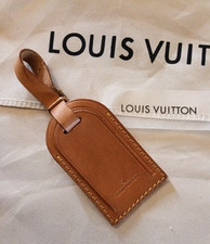 Louis Vuitton Vachetta Leather Luggage Tag -Made in France-Authentic Vintage picture