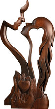 Wooden Kissing Couple Ornament, Abstract Couple Portrait Sculpture Romantic Love picture