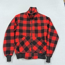 Vintage Denali Jacket Mens Large Red Buffalo Plaid Wool Full Zip Bomber USA picture