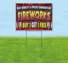 FIREWORKS BOGO 18x24 Yard Sign Bandit Lawn Advertising SEASONAL SALE DEAL picture