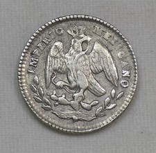 1865 G Mexico Silver 5 Centavos Guanajuato Empire of Maximilian Rare this nice picture