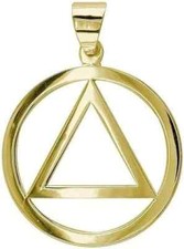 Large AA Sobriety Charm Necklace Pendant in 14K Yellow Gold Plated picture