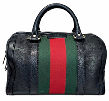 Gucci Web Stripe Black Small Satchel Top Handle Zip Gold Hardware picture