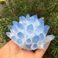 300g+ New Find Blue Phantom Quartz Crystal Cluster Mineral Specimen Healing Gift picture