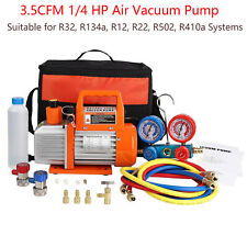 3.5CFM 1/4HP Air Vacuum Pump And AC Manifold Gauge Set For HVAC Air Conditioning picture