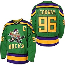 Mighty Ducks Movie Men XXL #96 Charlie Conway Ice Hockey Jersey Stitched Sewn picture