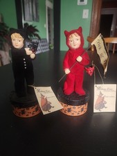 2 Vtg Bethany Lowe Candy Boxes Child Cat & Devil Retired *Flag Flaw picture