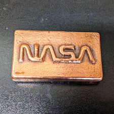 NASA Raised Logo Copper Bar Astronauts Vintage Style Man Cave Paper Weight picture