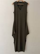 Ruti Iconic Dress Midi Jersey Knit Olive Green Sleeveless Size Medium Modern picture