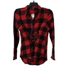 NWT Express Womens Long Sleeve Knit Tied Button Top Blouse Shirt Size Small picture