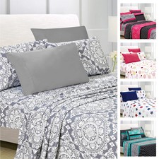 Luxury 6pc Bed Sheet Set Deep Pocket printed 1800 series Ultra Soft Microfiber picture