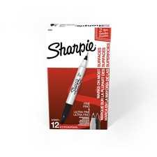 Sharpie Twin Tip Permanent Markers, Fine and Ultra Fine, Black, 12 Count picture