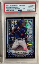2024 Bowman Sterling Prospects /10 Black Lava #BSP-8 Arjun Nimmala RC GEM PSA 10 picture
