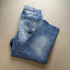 J. Jill High Rise Straight Leg Jeans Size 18 Blue Raw Hem Stretch Denim Casual picture