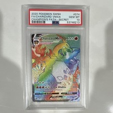 2020 Pokemon TCG Champion's Path Charizard VMAX 074/073 Secret Holo PSA 10 picture