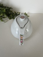 Vintage Hall China Rose White Teapot #658 Floral Sani-Grid USA Mid-Century EUC picture