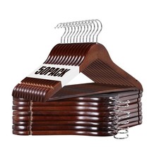 Premium Wooden Hangers 50 Pack Non-Slip Coat Clothes Hangers w/Swivel Hook Brown picture
