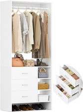 Aheaplus 2.5FT Closet System with 3 Drawers, 29.5’’ Closet Organizer, Wood Close picture