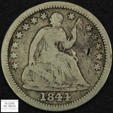 1844 O Seated Liberty Silver Half Dime H10C (Rotated Dies Mint Error) picture