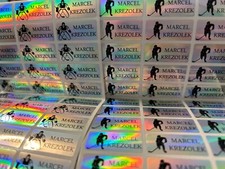 90pcs 1.18x0.5in Holographic Name stickers manicure logo cartoon laser tag kids picture