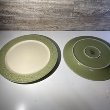 Pier 1 Set Of Two Antique Floral Green Stoneware  picture