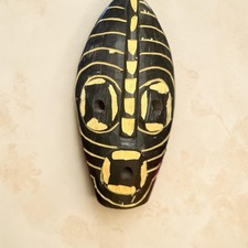 BEAUTIFUL HAND-CARVED AFRICAN MASK FROM GHANA 13” VTG ORIGINAL ART picture